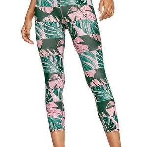 Nike Tropical Leaf Capri Leggings in Pink & Green